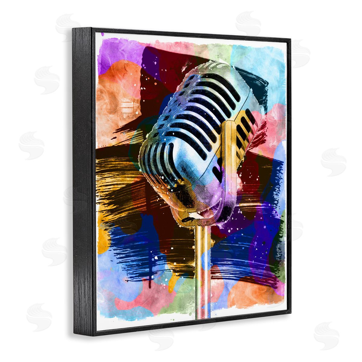 Daniel Sproul Modern Vivid Microphone Black Framed Giclee Wall Artside_