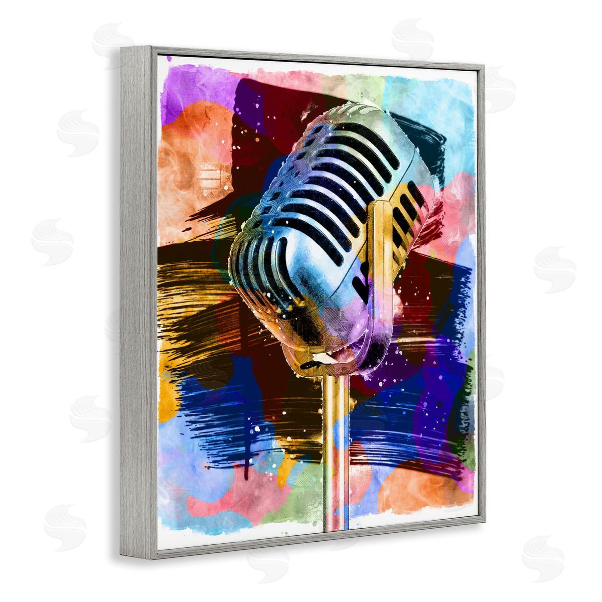 Daniel Sproul Modern Vivid Microphone Gray Framed Giclee Wall Artside_