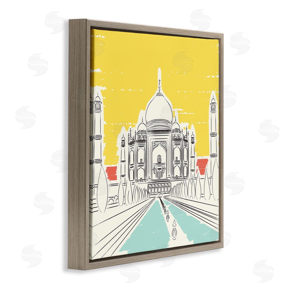 Pragya Kothari Taj Mahal Architecture Brown Floater Frame Canvas Artside_