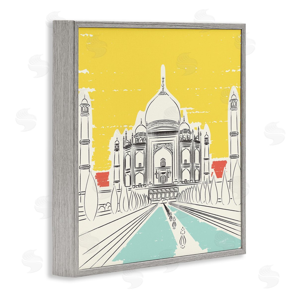Pragya Kothari Taj Mahal Architecture Gray Framed Giclee Wall Artside_