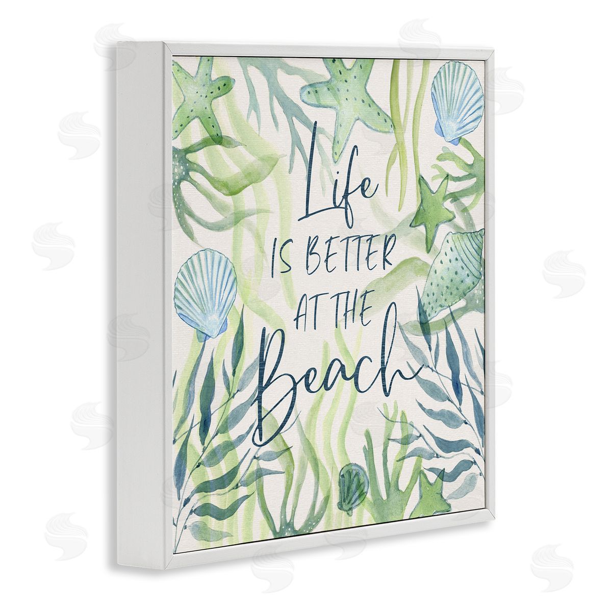 Janet Tava Life Better at Beach White Framed Giclee Wall Artside_