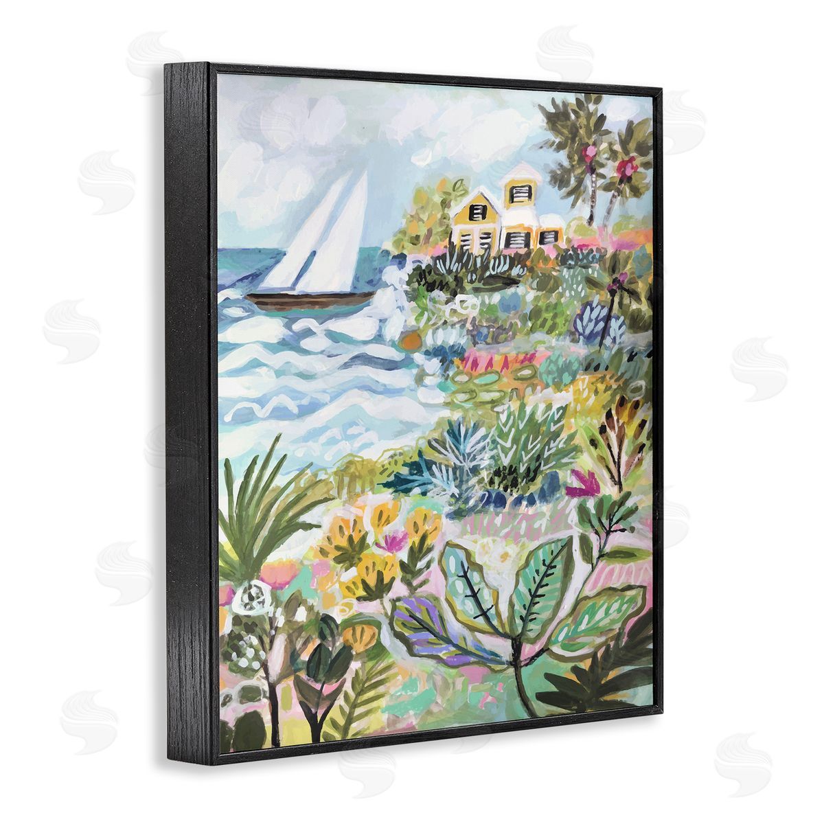 Abstract Nautical Scene Black Frame Print Wall Art, Home Decor by Karen Fields
