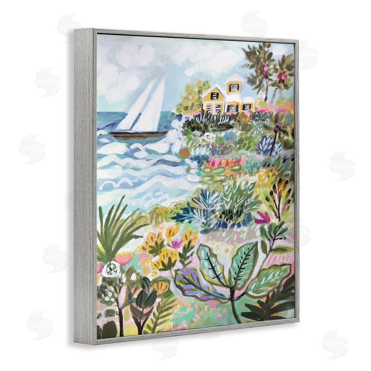 Abstract Nautical Scene Grey Frame Print Wall Art, Home Decor by Karen Fields