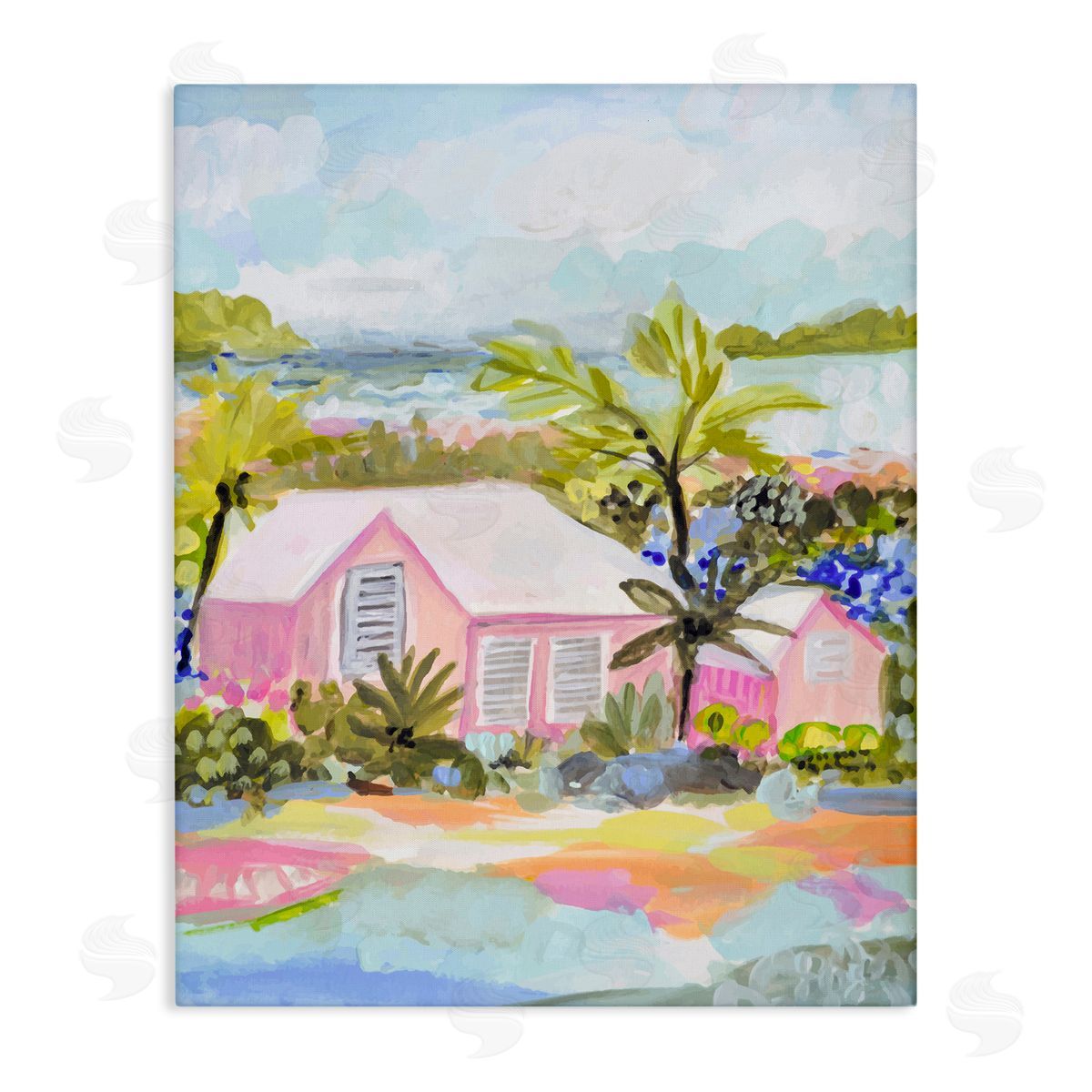 Karen Fields Pink Tropical Cottage Canvas Wall Art
