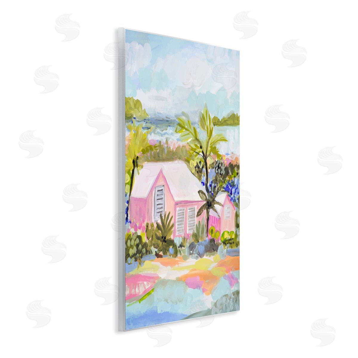 Karen Fields Pink Tropical Cottage Wall Plaque Artside_