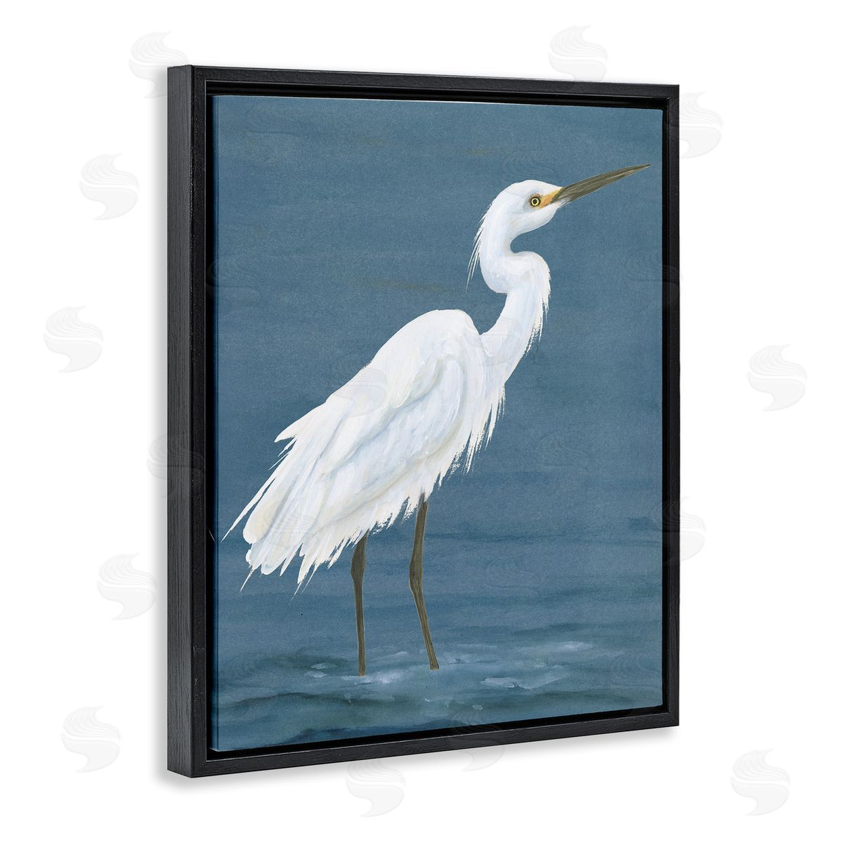 Michael Willett Egret in Shallow Water Black Floater Frame Canvas Artside_