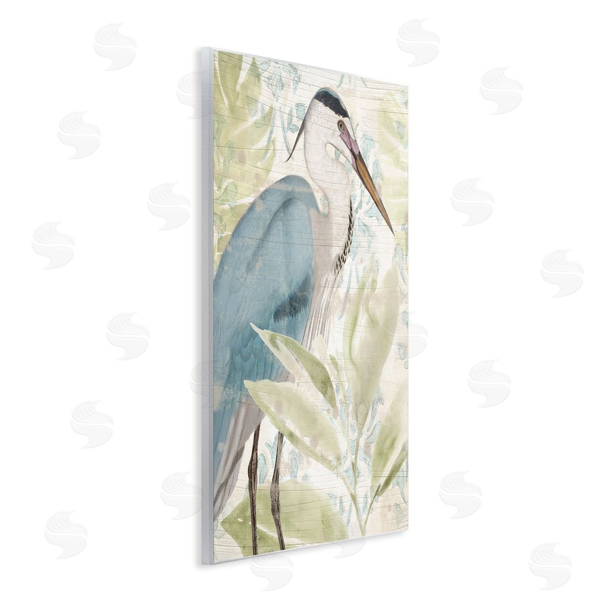 June Erica Vess Heron & Tropical Leaves Wall Plaque Artside_