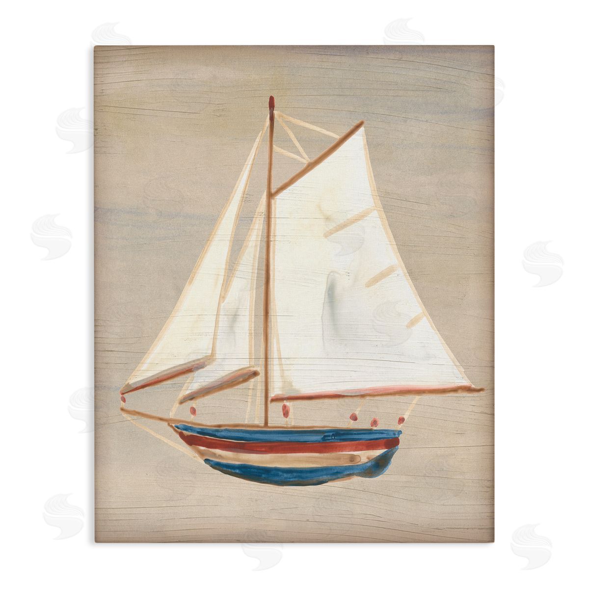 June Erica Vess Blue & Red Sailboat Canvas Wall Art