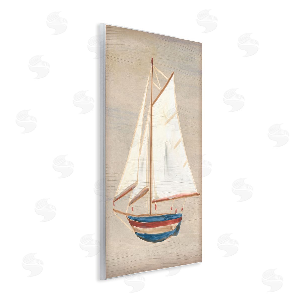 June Erica Vess Blue & Red Sailboat Wall Plaque Artside_