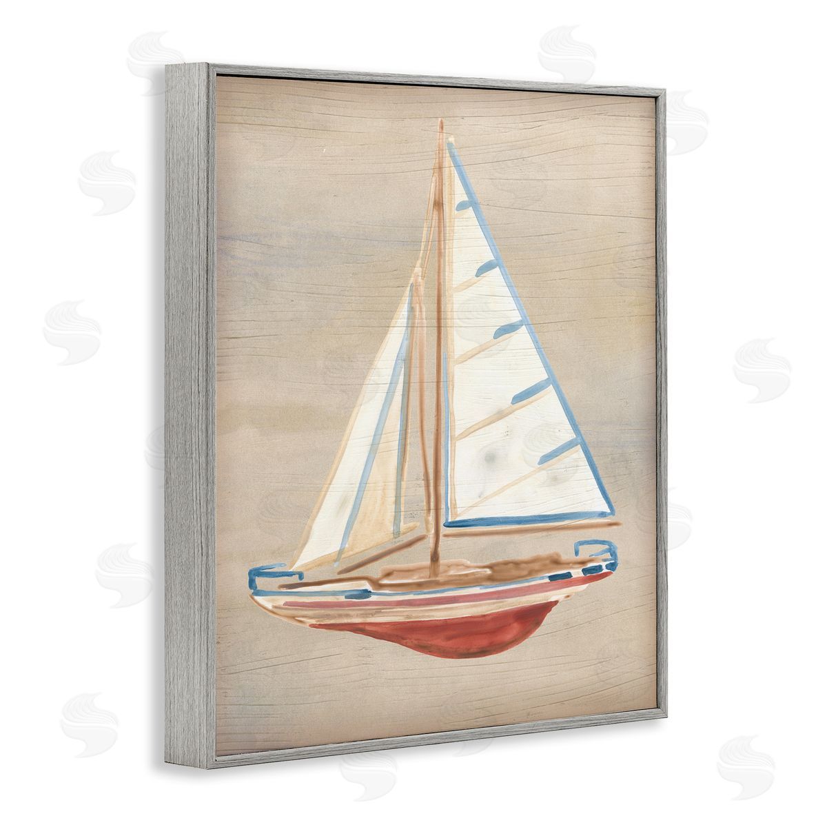 June Erica Vess Rustic Red Boat Gray Framed Giclee Wall Artside_