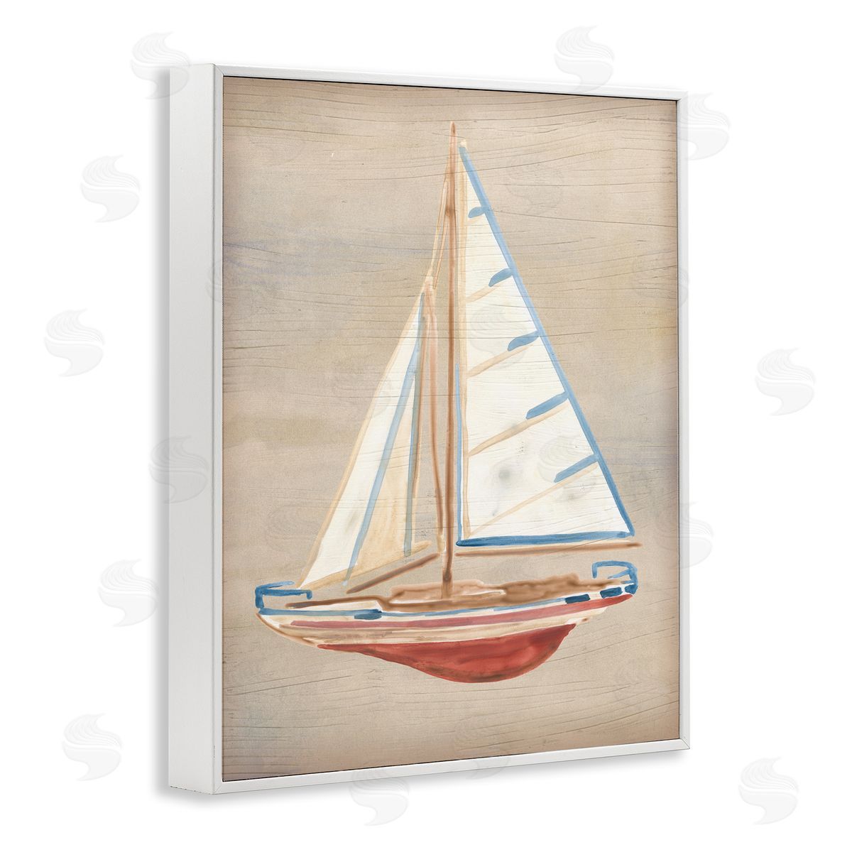 June Erica Vess Rustic Red Boat White Framed Giclee Wall Artside_