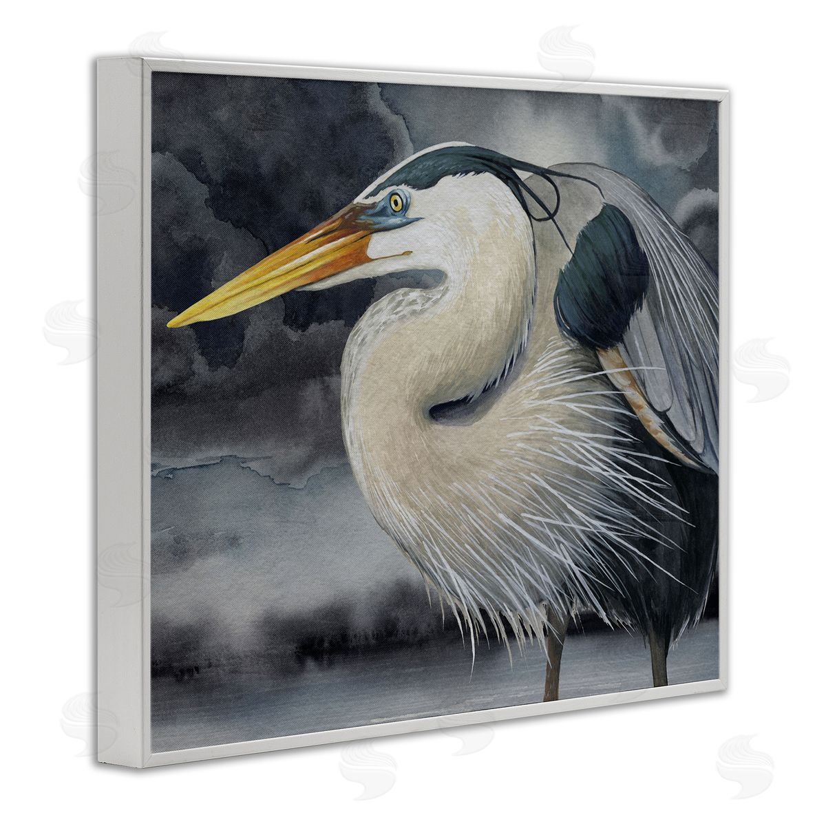 Grace Popp Dark Heron Portrait White Framed Giclee Wall Artside_