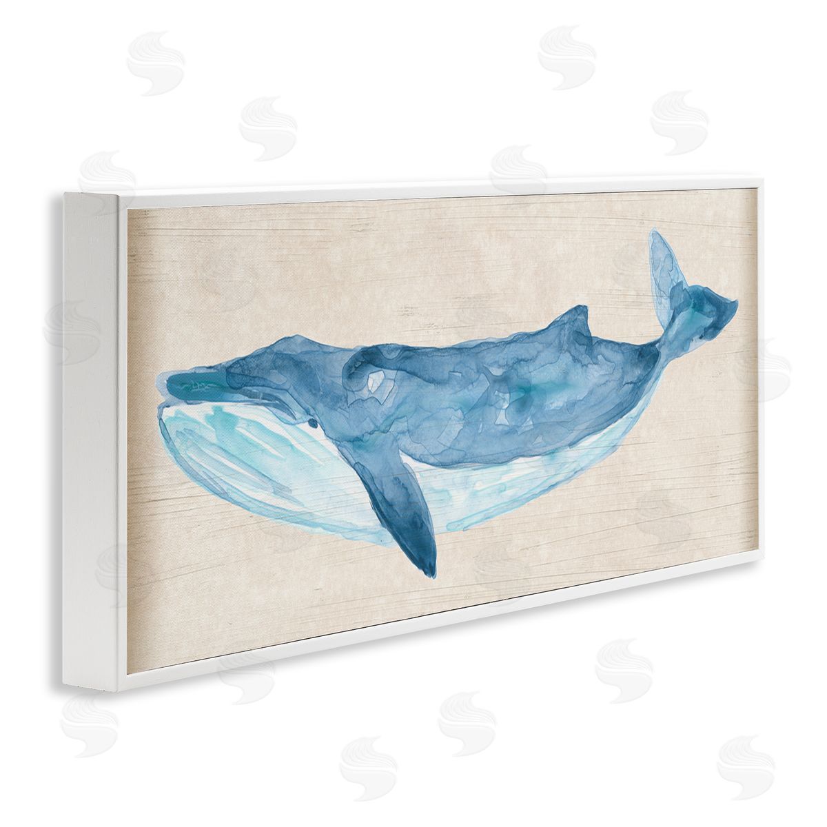 June Erica Vess Whale on Beige White Framed Giclee Wall Artside_