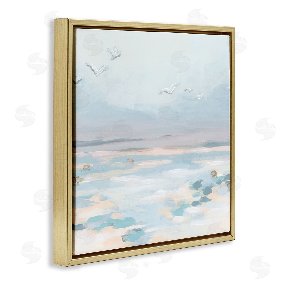 June Erica Vess Birds Flying Beach Scene Gold Floater Frame Canvas Artside_