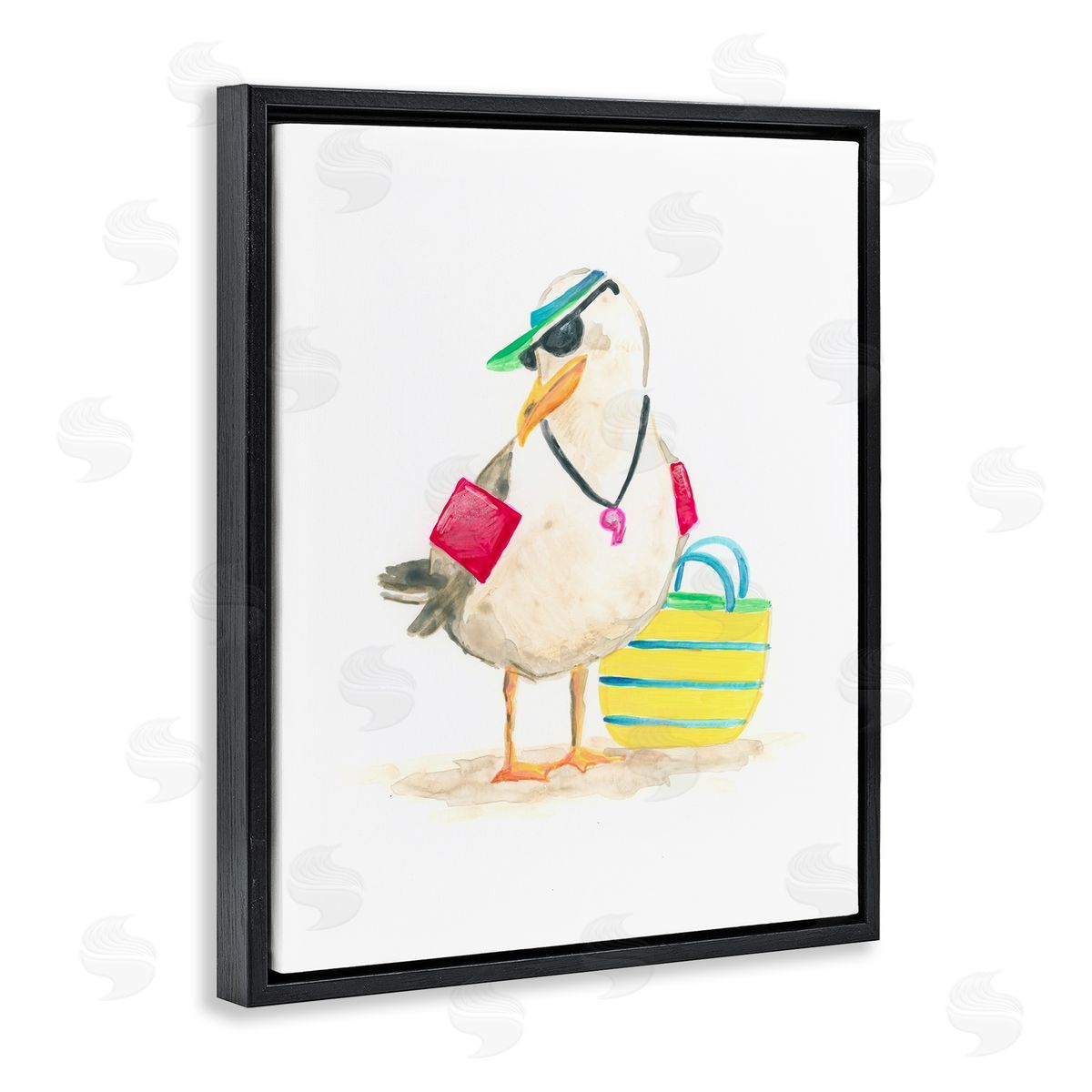 June Erica Vess Beach Lifeguard Seagull Black Floater Frame Canvas Artside_
