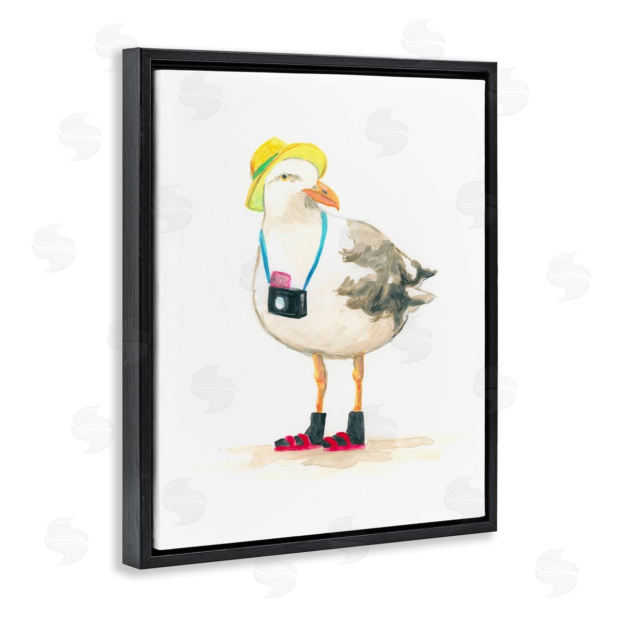 June Erica Vess Tourist Seagull & Camera Black Floater Frame Canvas Artside_