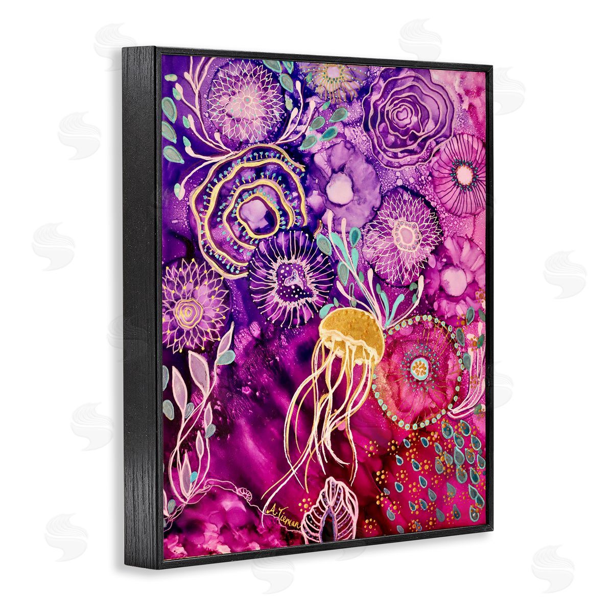 Amy Tieman Abstract Sea Life Patterns Black Framed Giclee Wall Artside_