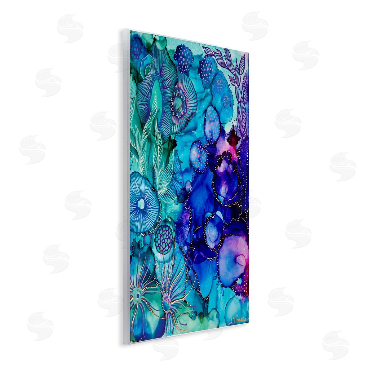 Amy Tieman Blue Modern Sea Life Wall Plaque Artside_