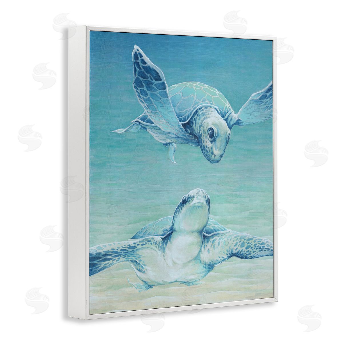 Cloverfield & Co. Sea Turtles Gazing White Framed Giclee Wall Artside_