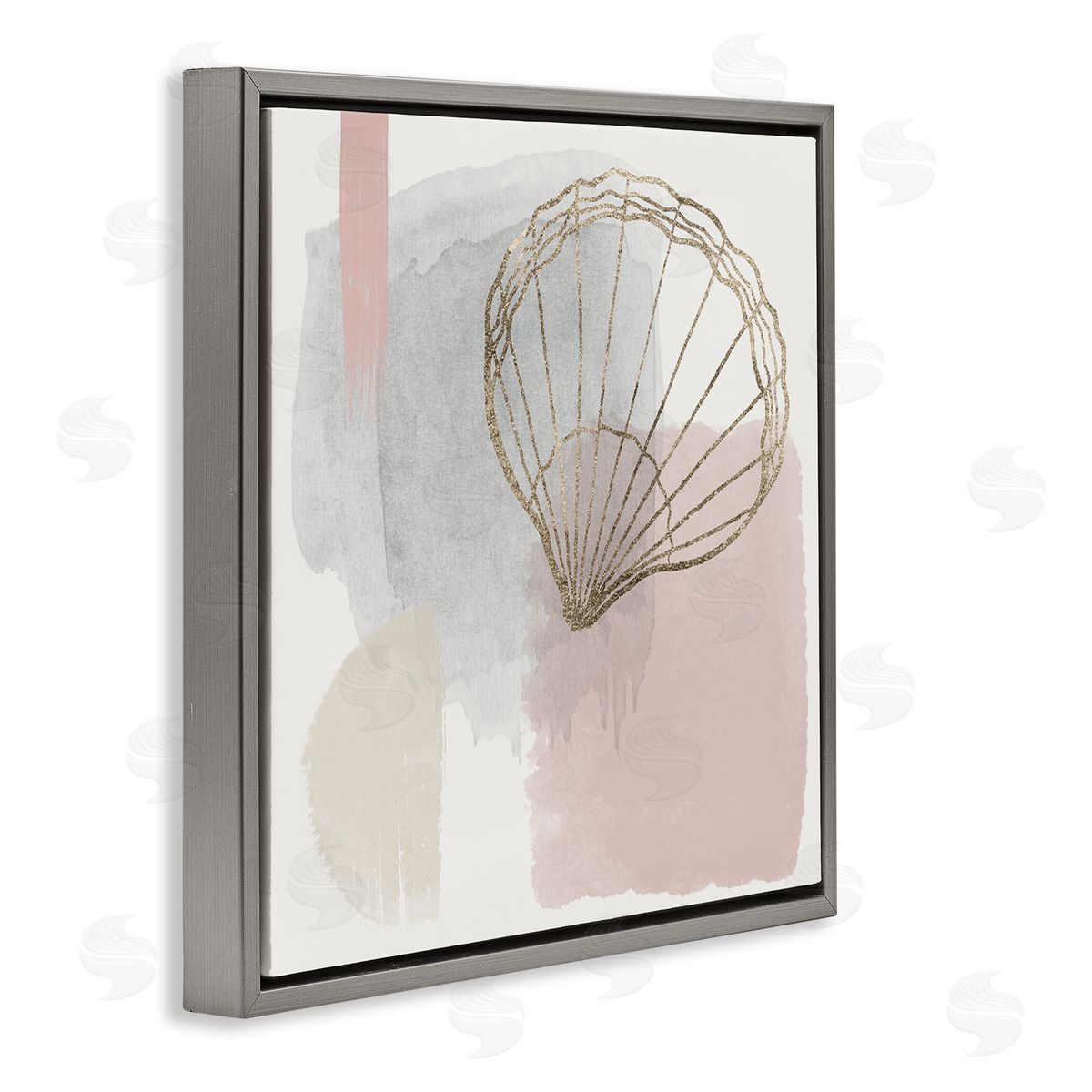 Christine Zalewski Glam Modern Seashell Gray Floater Frame Canvas Artside_