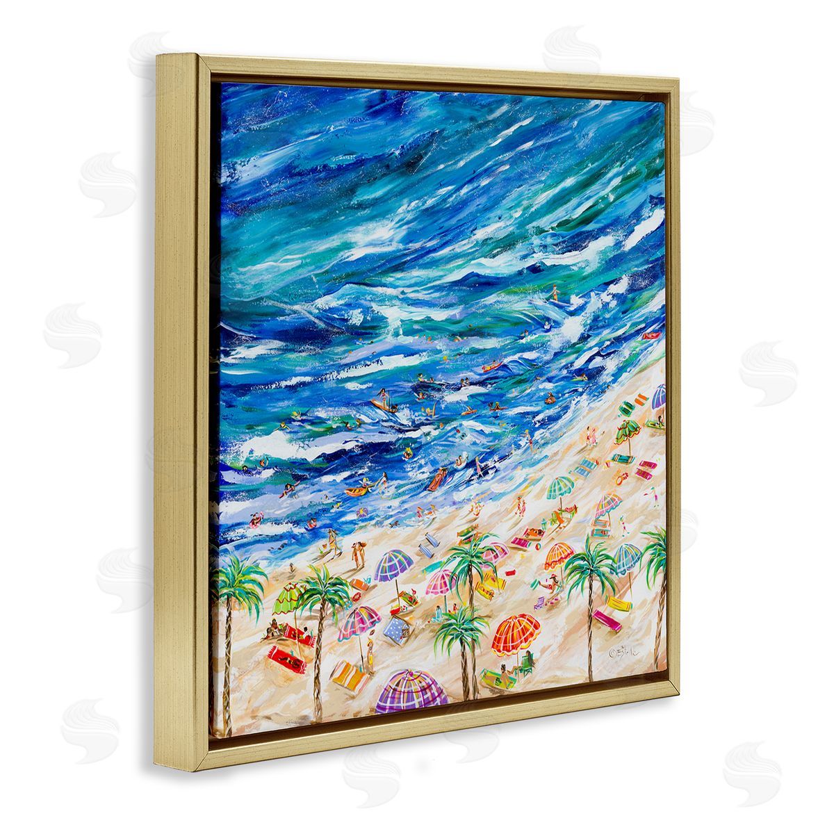 Estelle Grengs Summer Beach Painting Gold Floater Frame Canvas Artside_