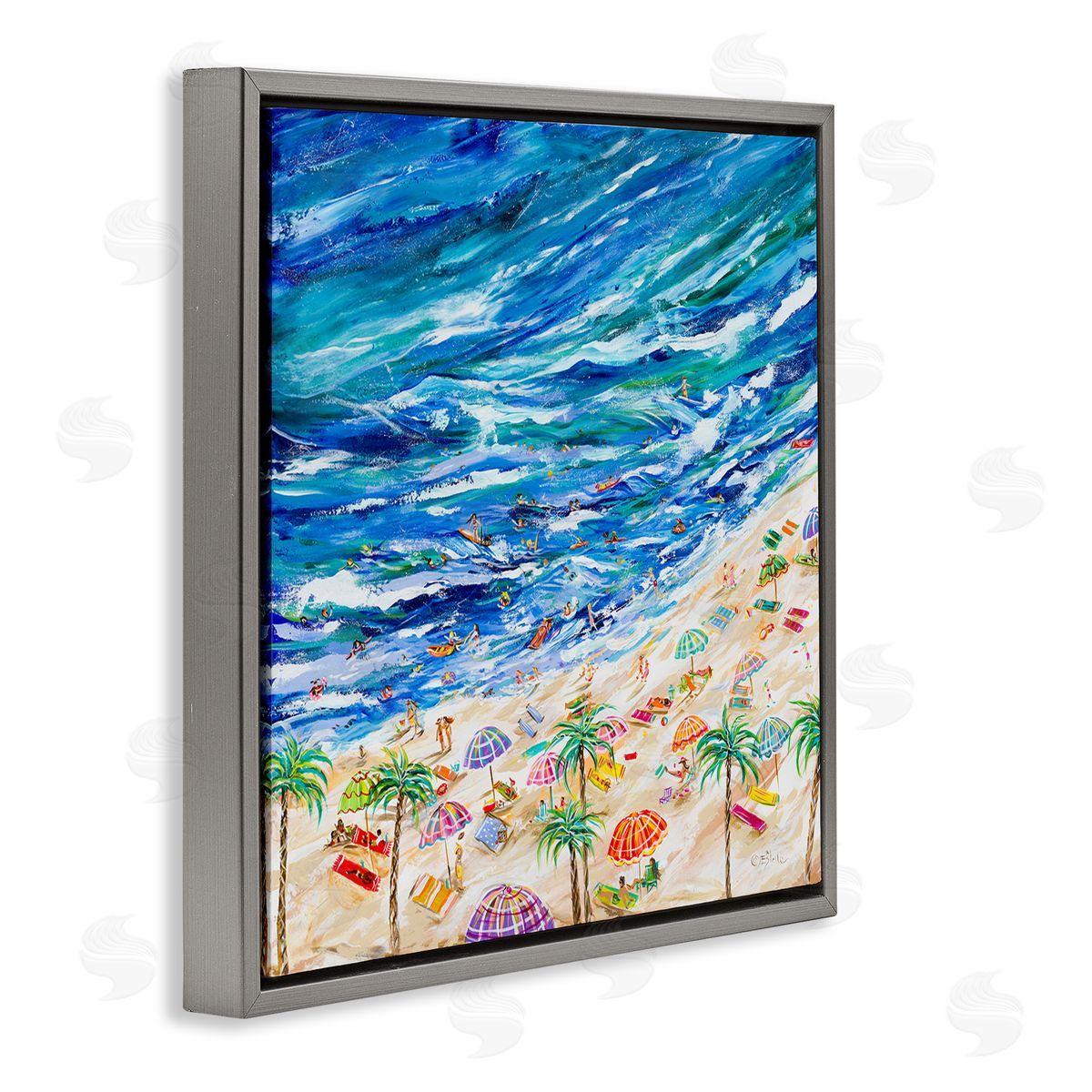 Estelle Grengs Summer Beach Painting Gray Floater Frame Canvas Artside_