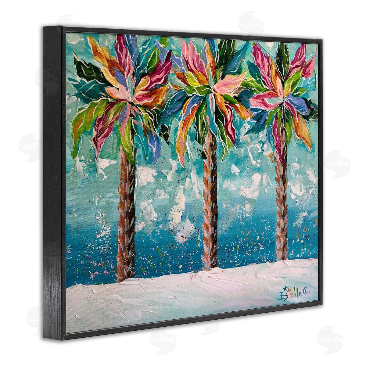 Estelle Grengs Vivid Hue Palm Trees Black Framed Giclee Wall Artside_