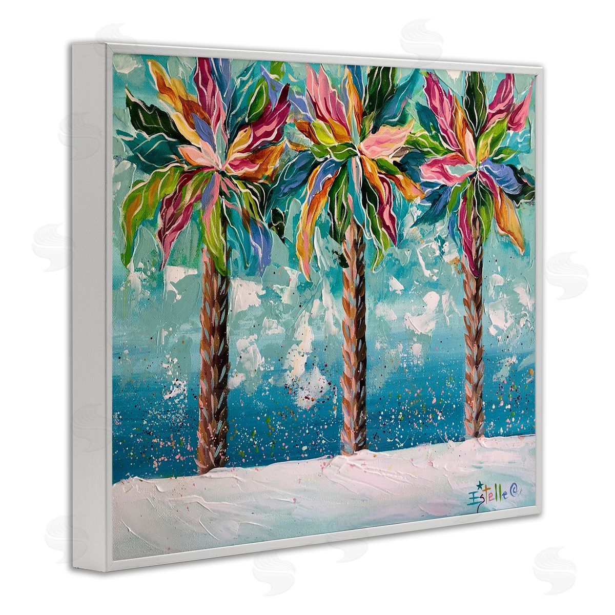 Estelle Grengs Vivid Hue Palm Trees White Framed Giclee Wall Artside_
