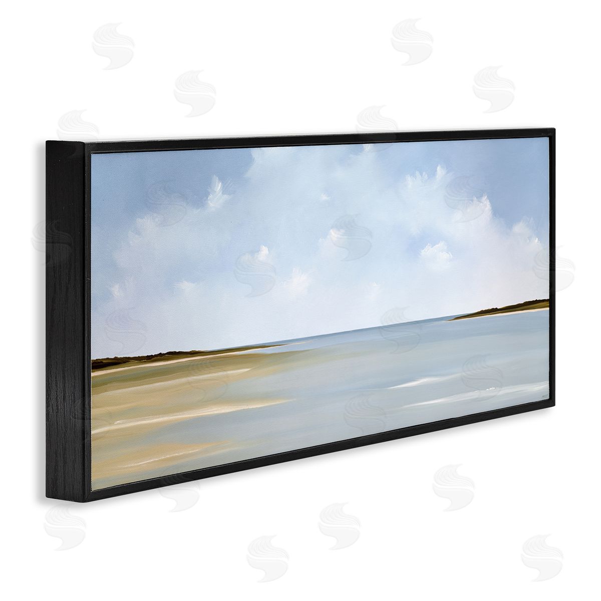 Beach Clouds Landscape Black Frame Print Wall Art, Home Decor by Rick Fleury
