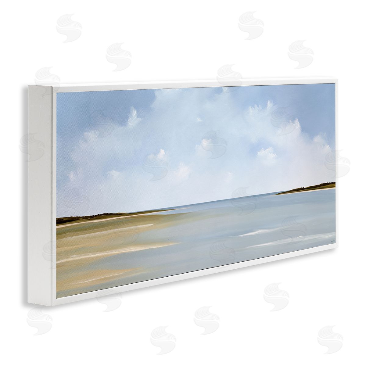 Beach Clouds Landscape White Frame Print Wall Art, Home Decor by Rick Fleury