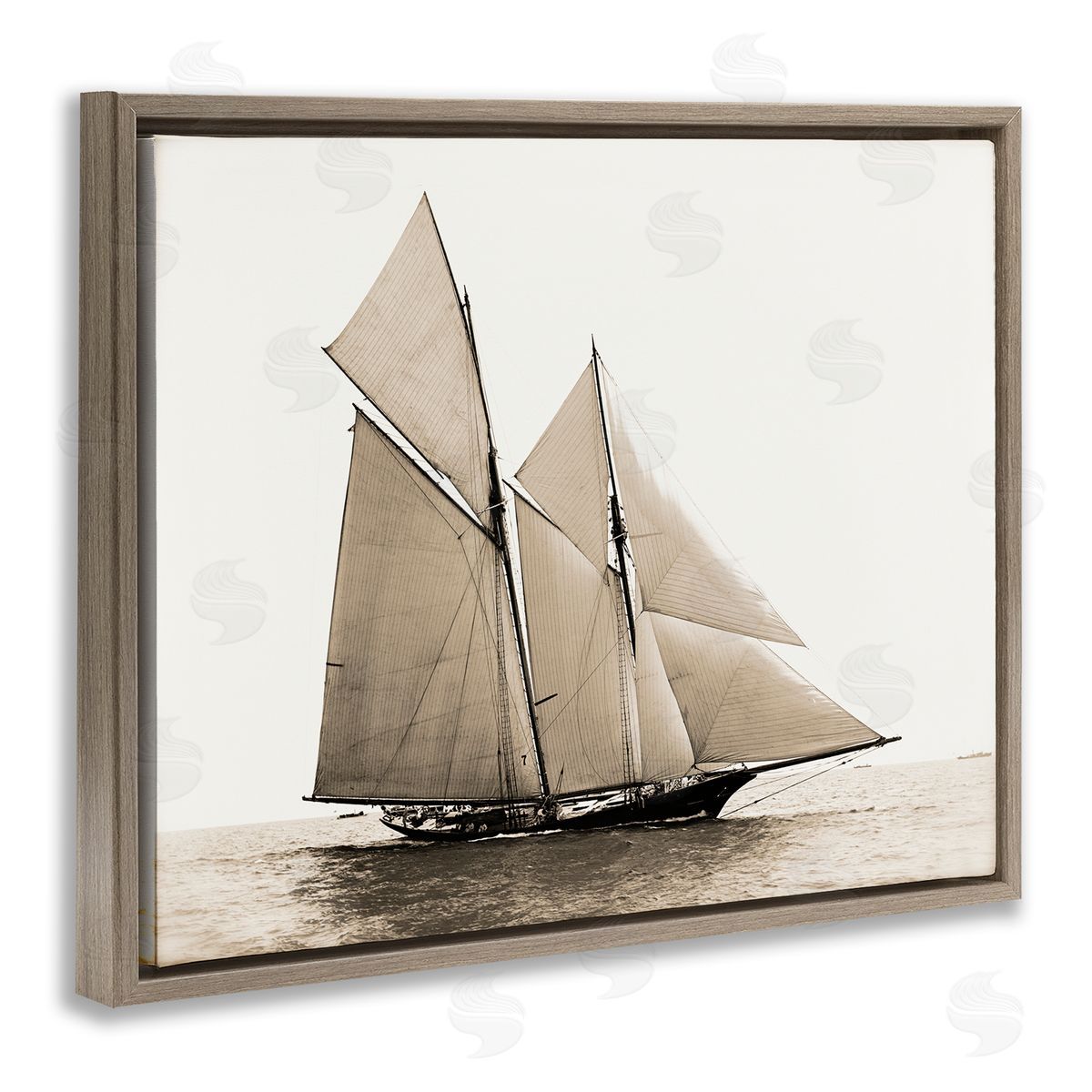 Graffitee Studios Vintage Sailboat Photography Brown Floater Frame Canvas Artside_