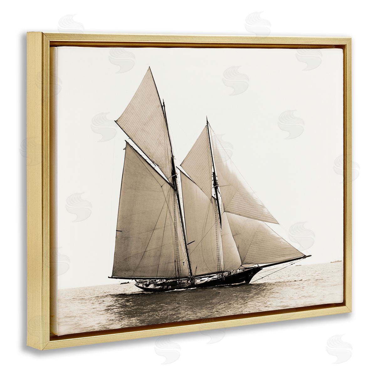 Graffitee Studios Vintage Sailboat Photography Gold Floater Frame Canvas Artside_