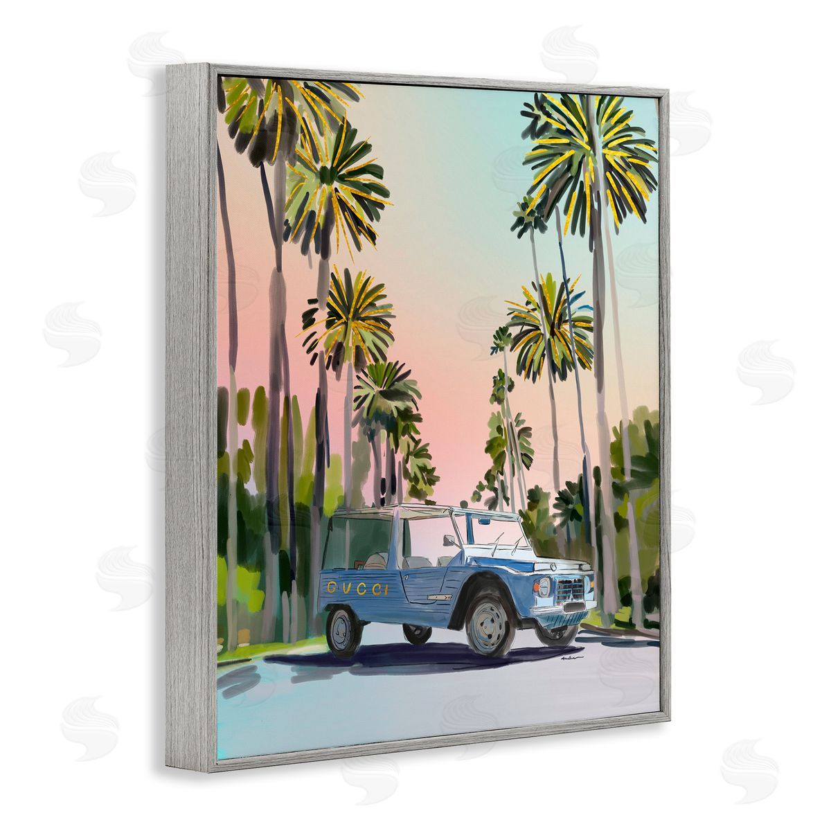 Amelia Noyes Glam Brand Tropical Truck Gray Framed Giclee Wall Artside_