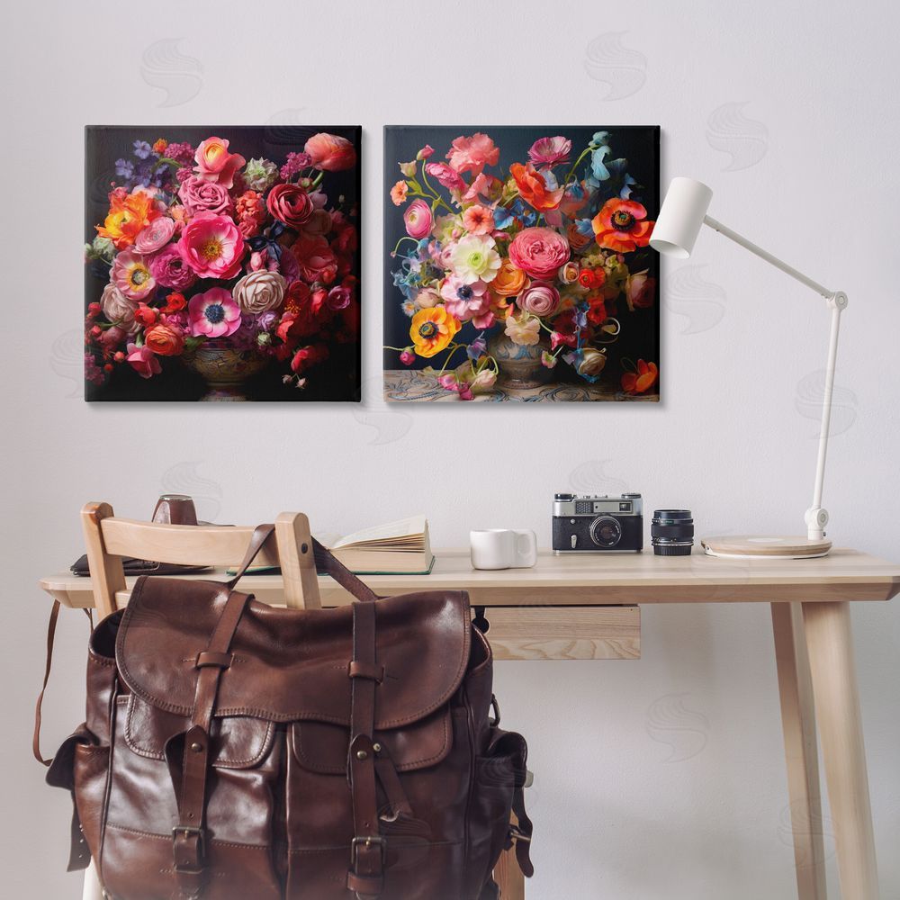 Lazar Studio Stunning Still Life Floral Arrangement Canvas Wall Art Print in Room