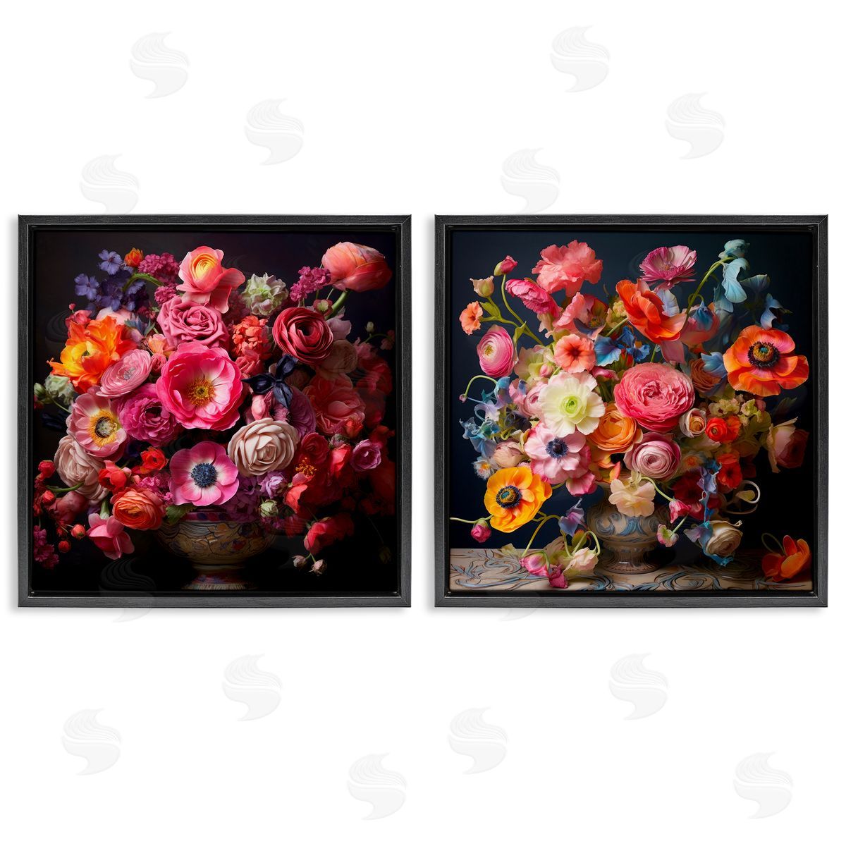 Lazar Studio Stunning Still Life Floral Arrangement Black Floating Frame Canvas Wall Art Print