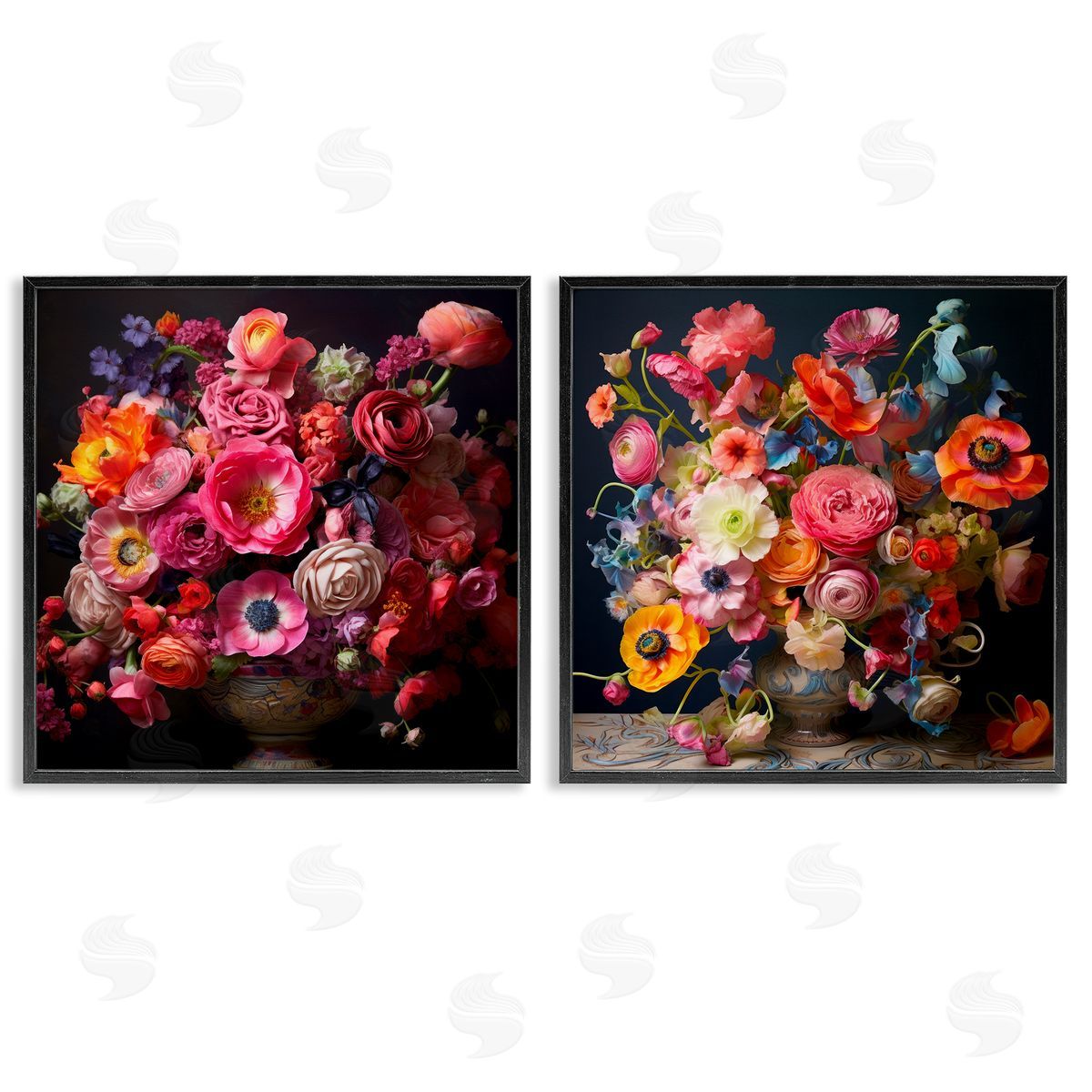 Lazar Studio Stunning Still Life Floral Arrangement Black Framed Giclee Wall Art Print