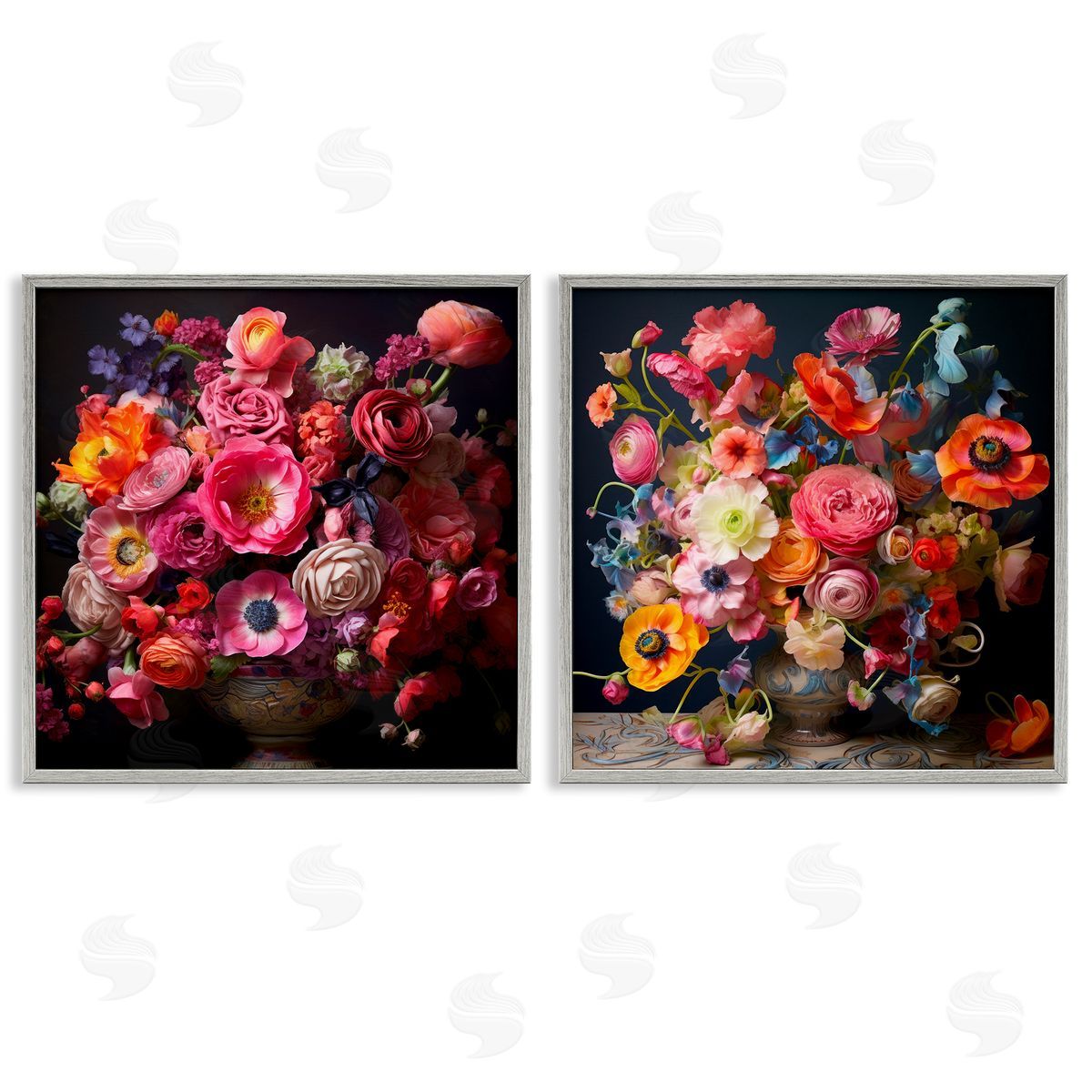 Lazar Studio Stunning Still Life Floral Arrangement Gray Framed Giclee Wall Art Print