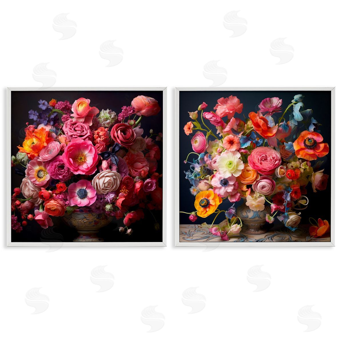 Lazar Studio Stunning Still Life Floral Arrangement White Framed Giclee Wall Art Print