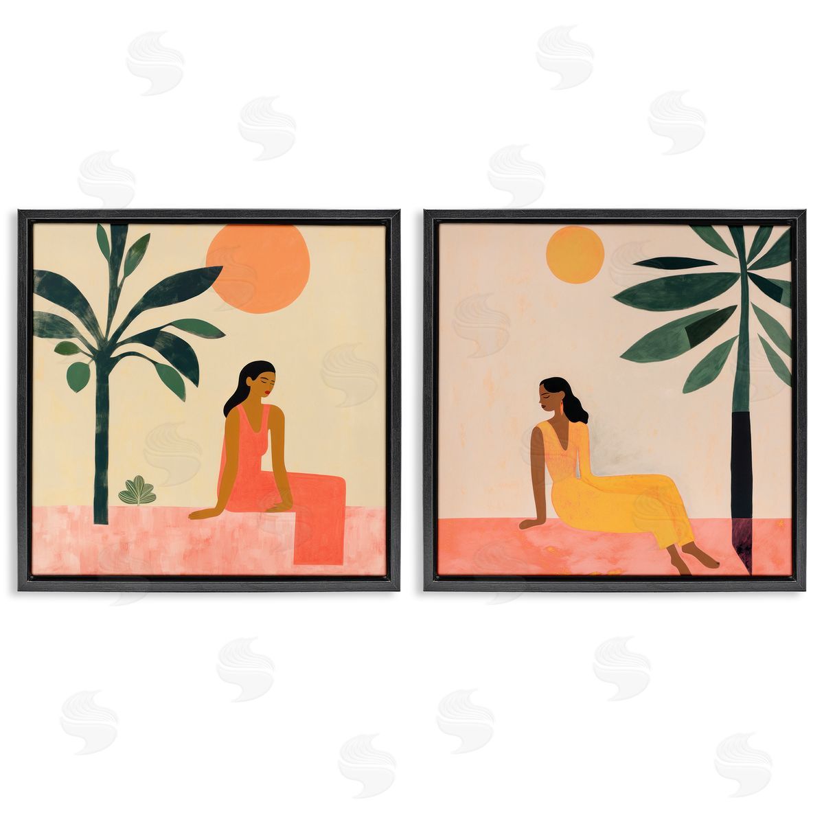 Lazar Studio Female Figure Resting Outdoors Black Floating Frame Canvas Wall Art Print
