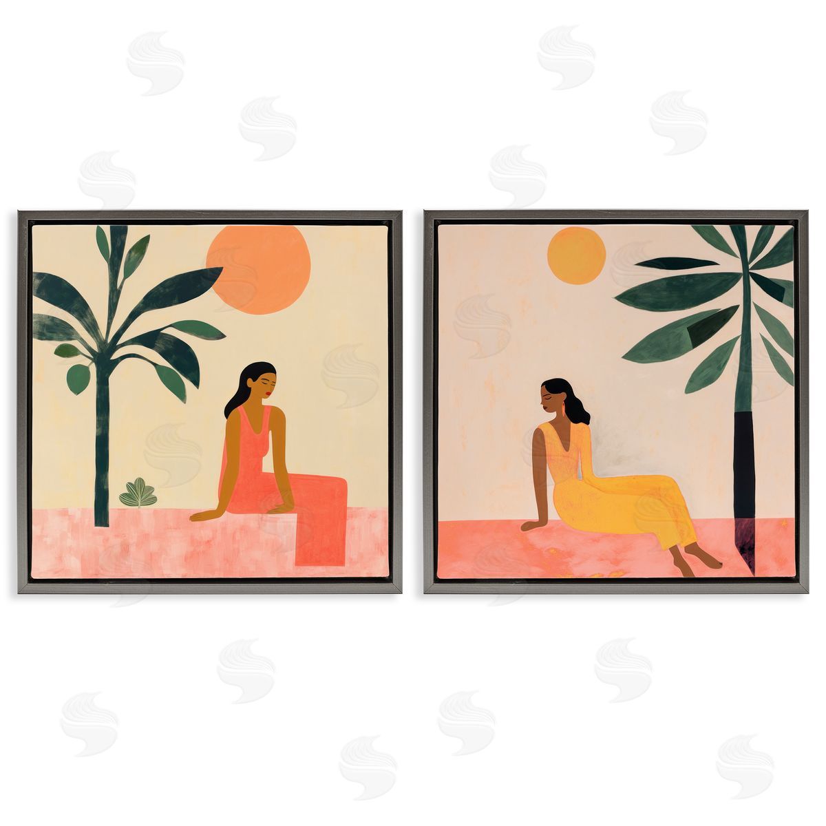 Lazar Studio Female Figure Resting Outdoors Gray Floating Frame Canvas Wall Art Print