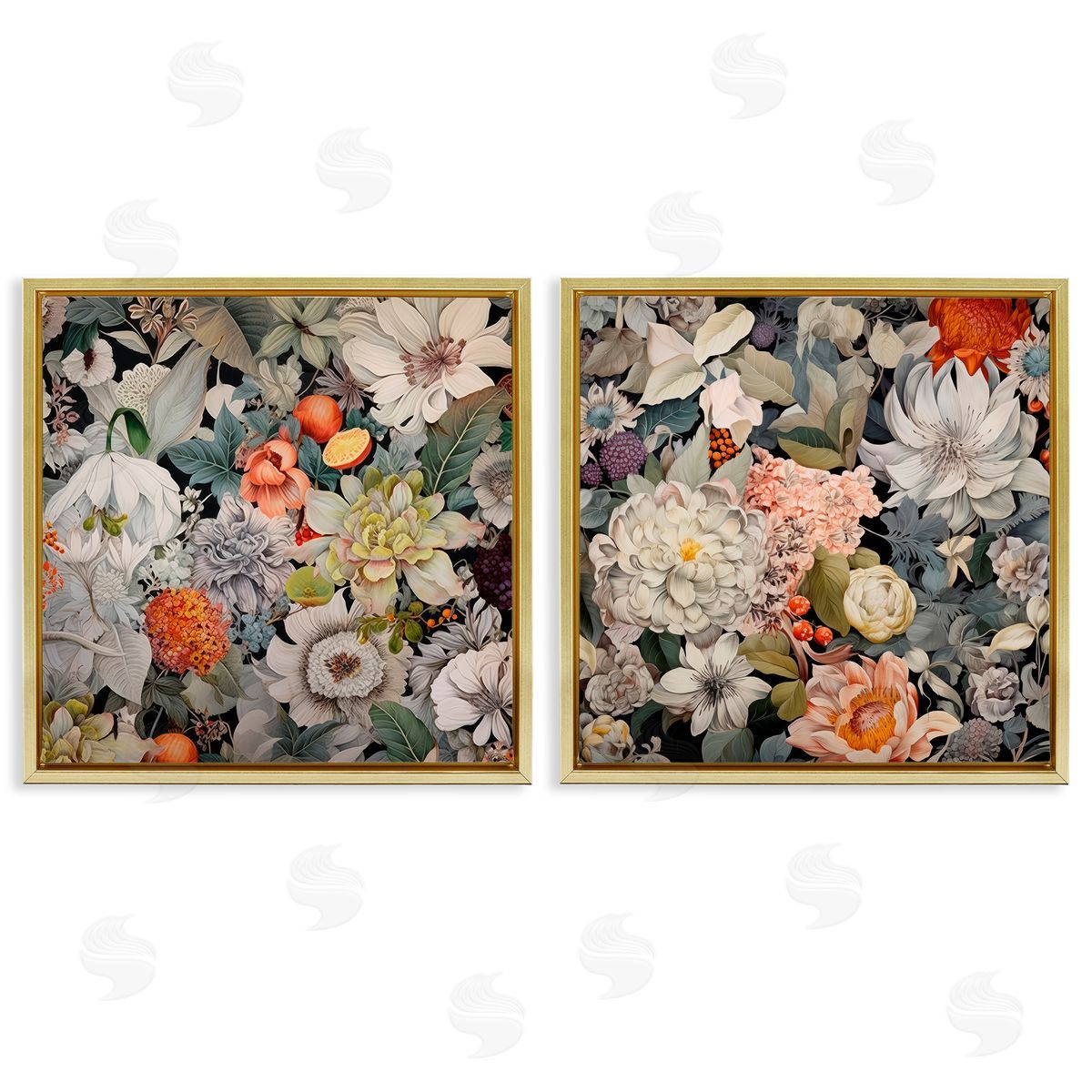 Lazar Studio Striking Botanical Floral  Gold Floating Frame Canvas Wall Art Print