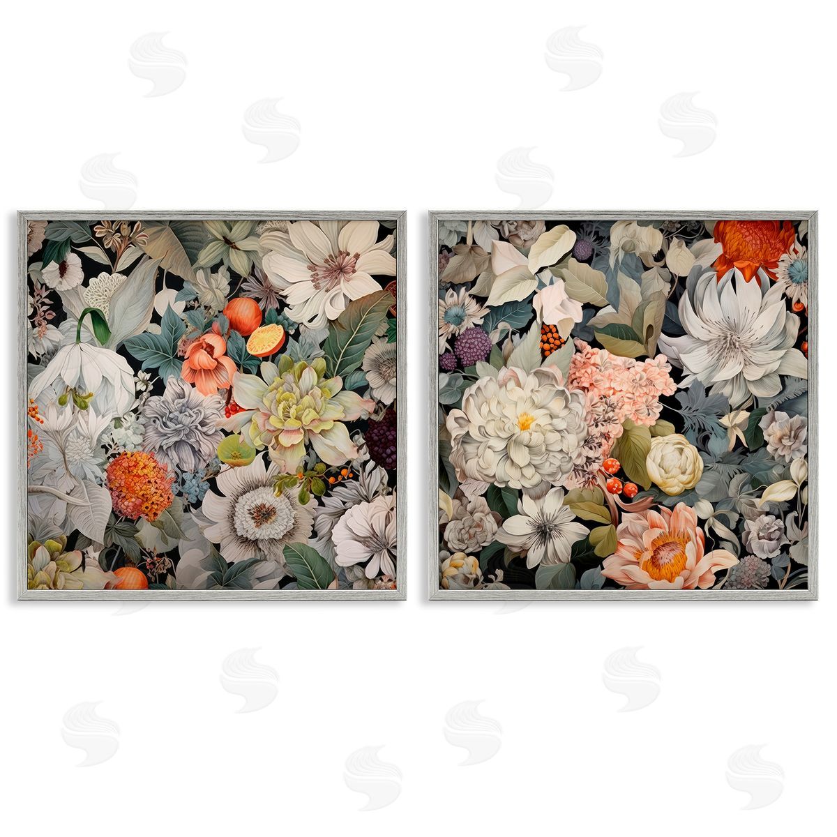 Lazar Studio Striking Botanical Floral  Gray Framed Giclee Wall Art Print