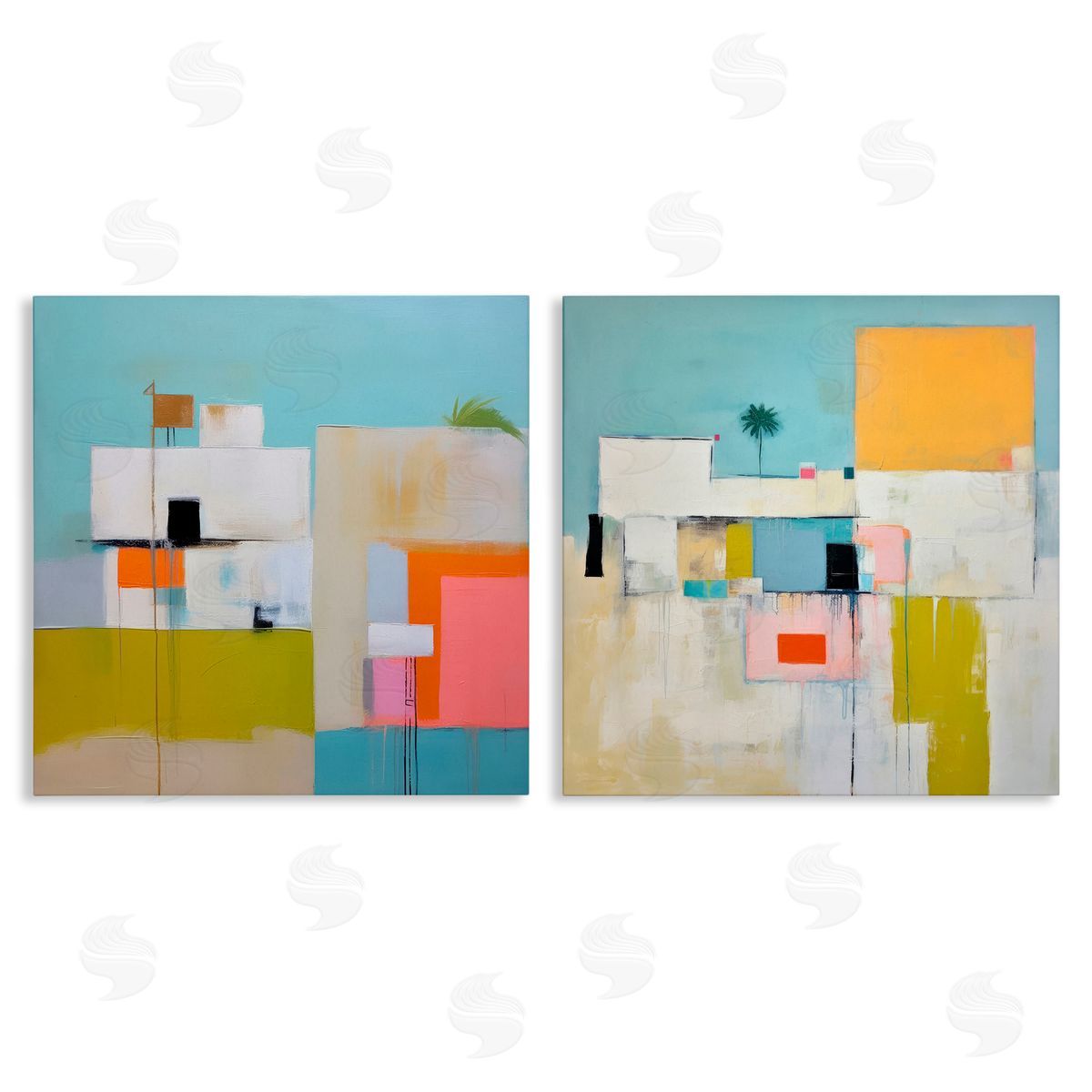 Irena Orlov Abstract Square Block Apartment  Canvas Wall Art Print