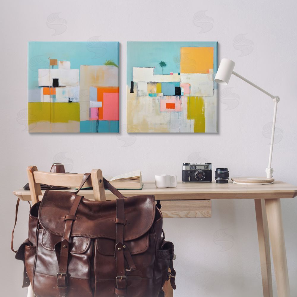Irena Orlov Abstract Square Block Apartment  Canvas Wall Art Print in Room