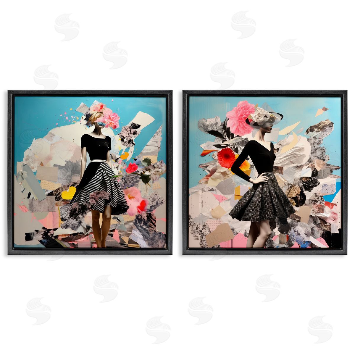 Irena Orlov Glam Fashion Figure Pose Black Floating Frame Canvas Wall Art Print
