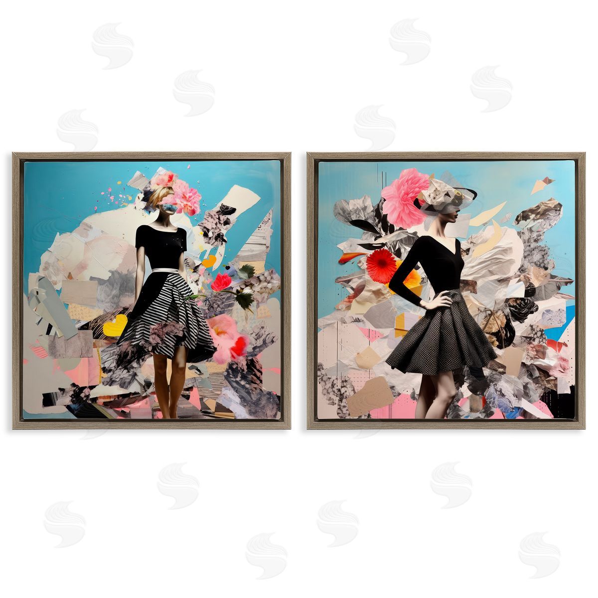 Irena Orlov Glam Fashion Figure Pose Brown Floating Frame Canvas Wall Art Print
