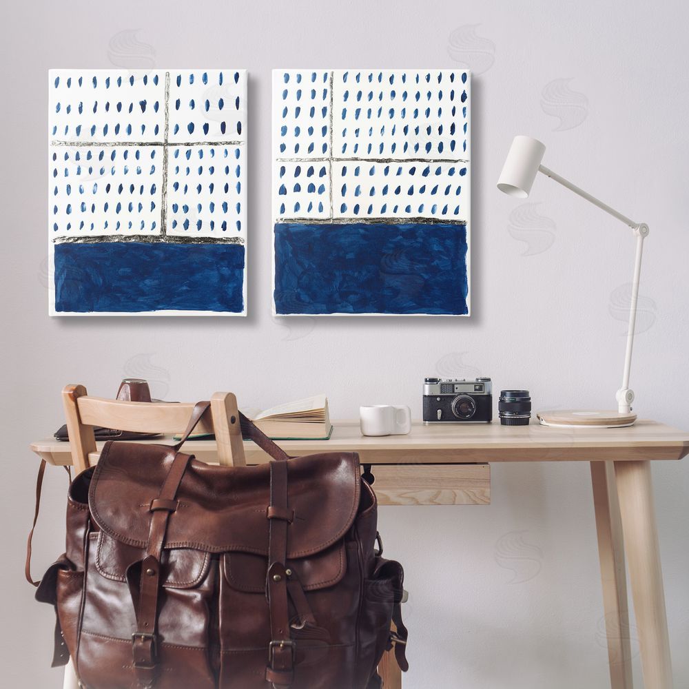 Michael Willett Abstract Indigo Block  Room  Canvas Wall Art Print in Room