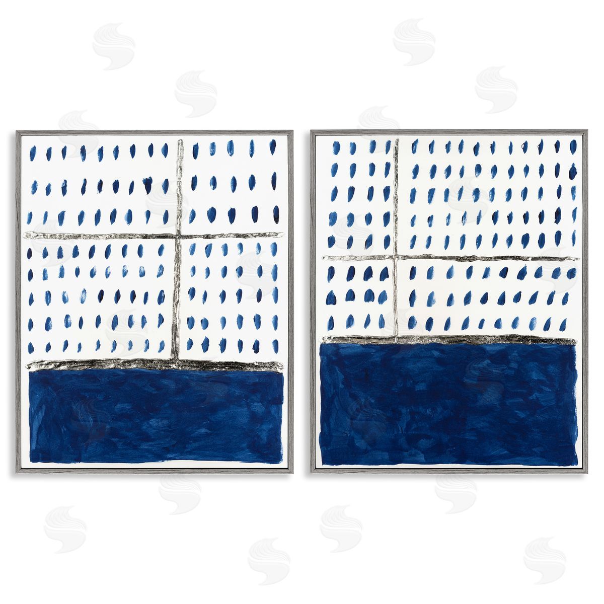 Michael Willett Abstract Indigo Block  Room  Gray Framed Giclee Wall Art Print