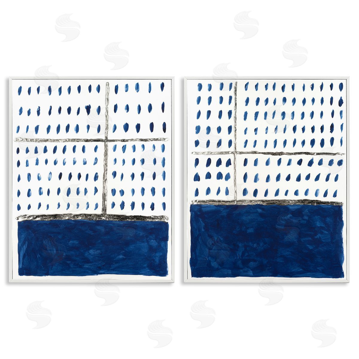 Michael Willett Abstract Indigo Block  Room  White Framed Giclee Wall Art Print