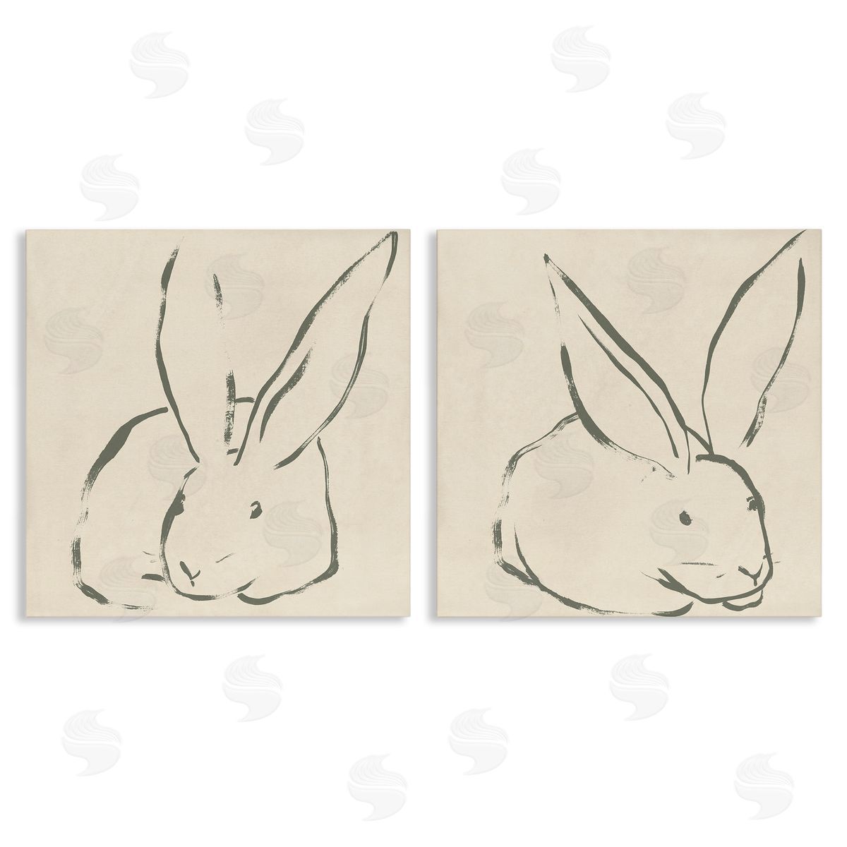 June Erica Vess Minimalist Resting Rabbit Line Drawing Canvas Wall Art Print